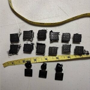 12 CHANEL Black Square Logo Snaps and 3 matching Zipper pulls.